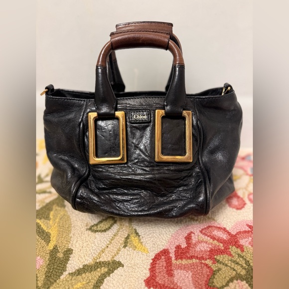 Vintage CHLOE Ethel Satchel Bag in Black Tumbled Lambskin Leather Black - Picture 2 of 14